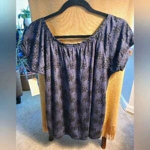 Michael Kors Blue and Black Floral Blouse
